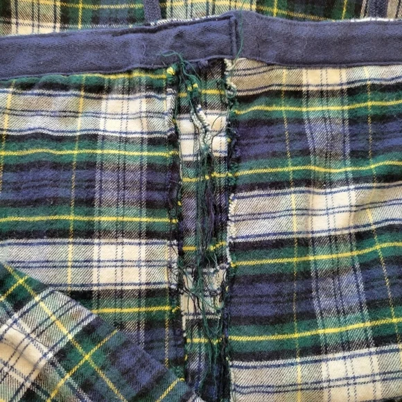 LL Bean Scotch Plaid Flannel Pullover Hoodie Navy And White Outdoor Grunge Large - Picture 8 of 8
